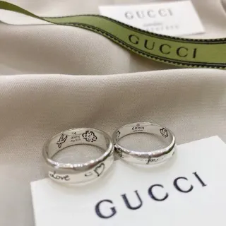 Gucci Love Motif Engraved Silver Rings