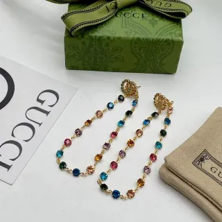 Gucci Multicolor Crystal Chain Drop Earrings