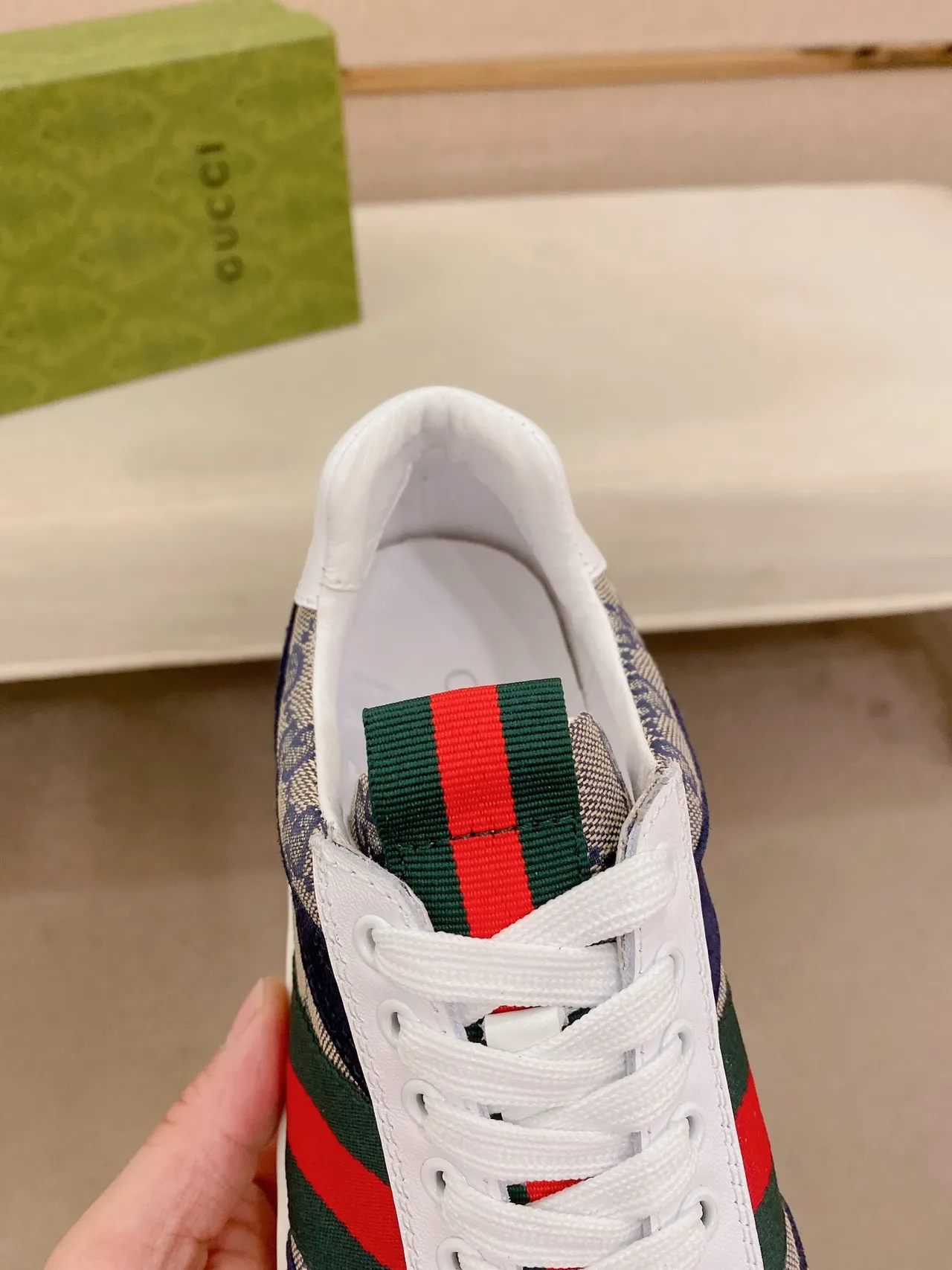 Gucci Navy Beige Monogram Canvas Suede Overlays Lifestyle Sneakers 6