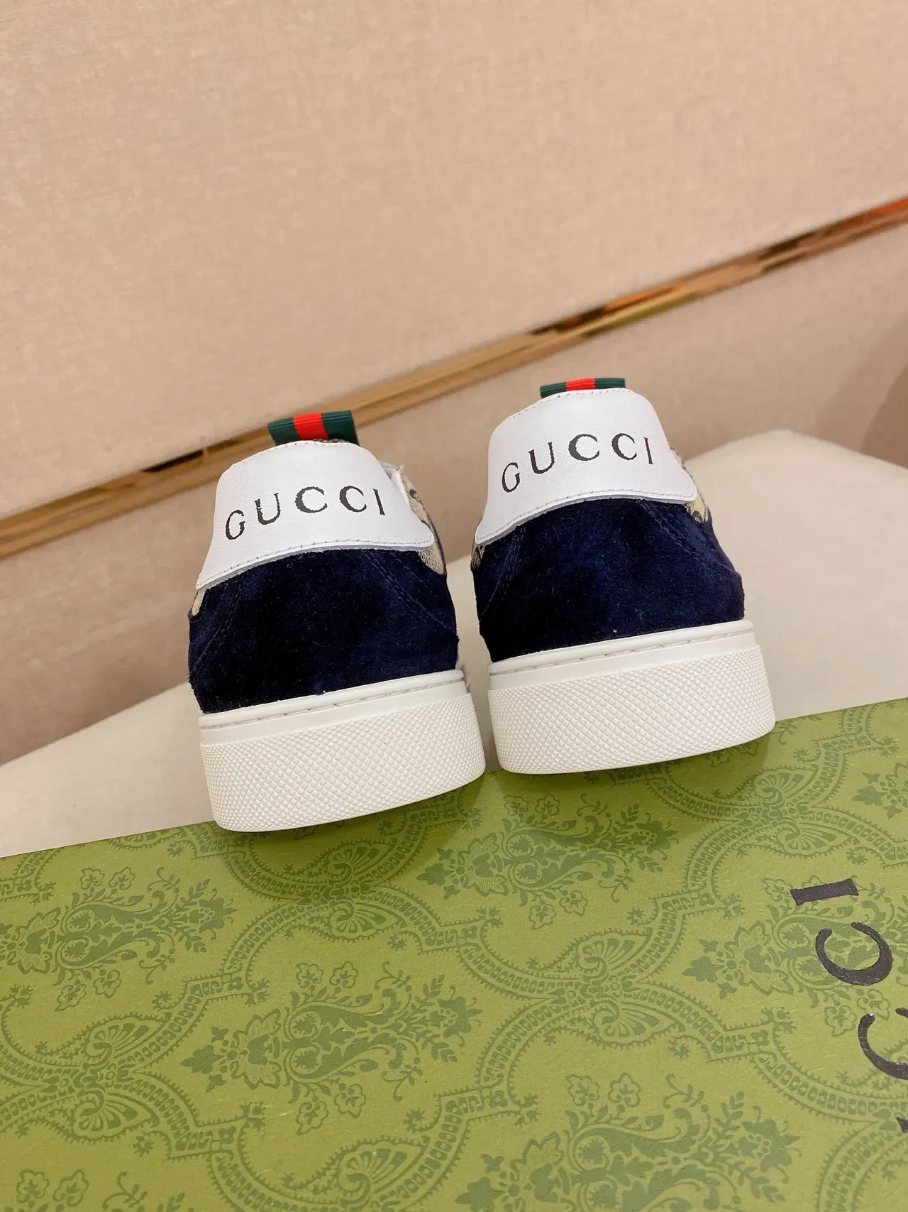 Gucci Navy Beige Monogram Canvas Suede Overlays Lifestyle Sneakers 8