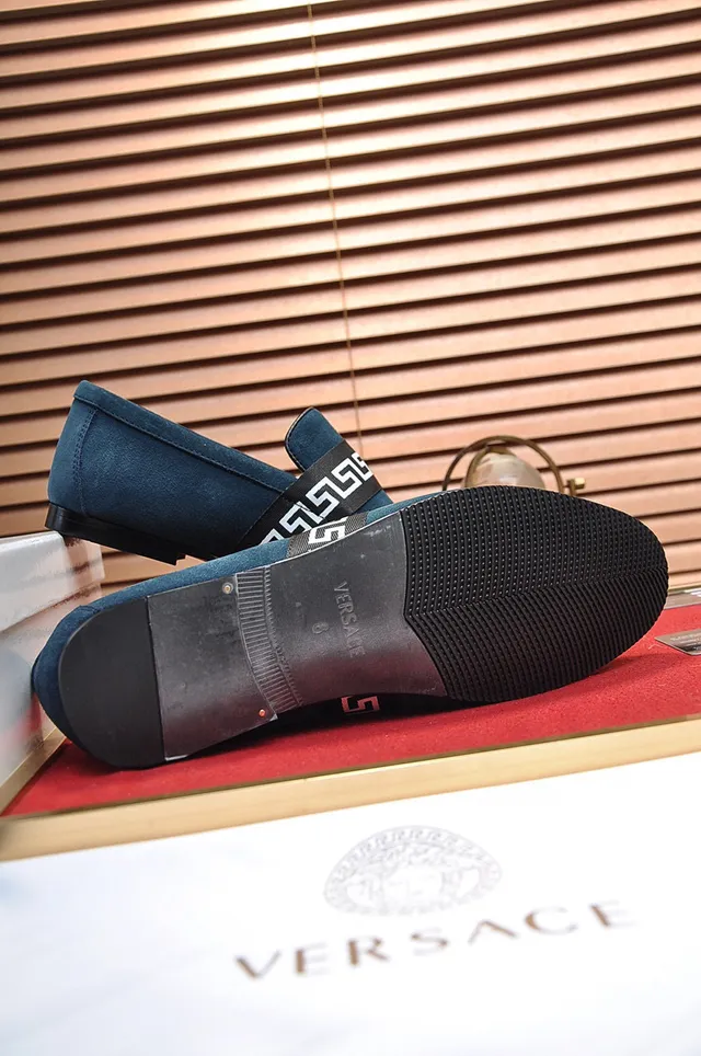 Gucci Navy Black Suede Upper Greek Key Web Strap Loafer 4