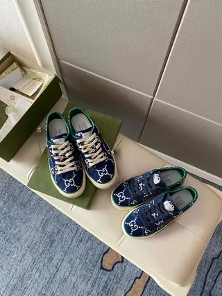 Gucci Navy Green GG Monogram Canvas Web Stripe Accent Lifestyle Sneakers 8