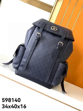 Gucci Off-The-Grid Navy Monogram Flap-Top Casual Backpack 2