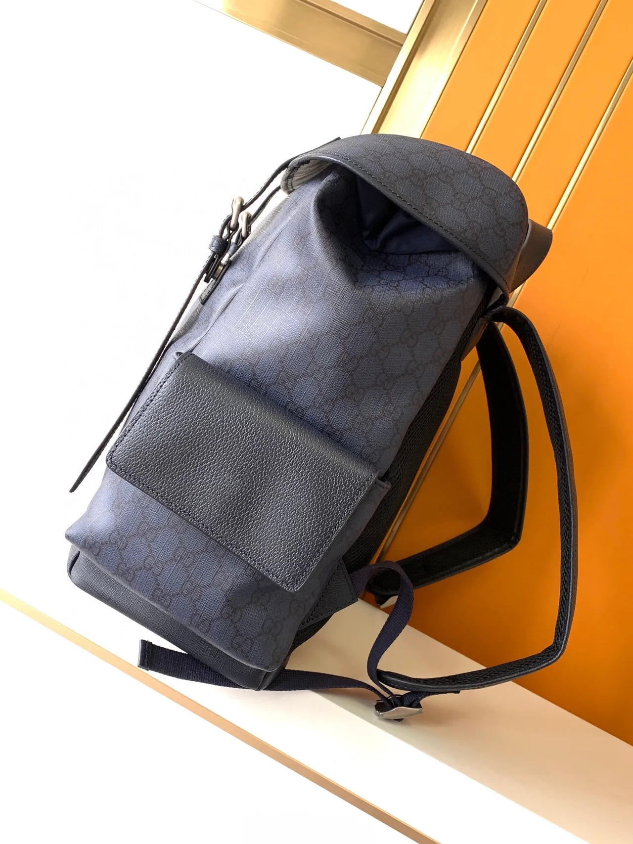 Gucci Off-The-Grid Navy Monogram Flap-Top Casual Backpack 6