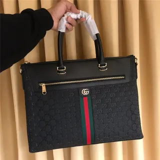Gucci Ophidia Black GG Monogram Web Stripe Tote Bag