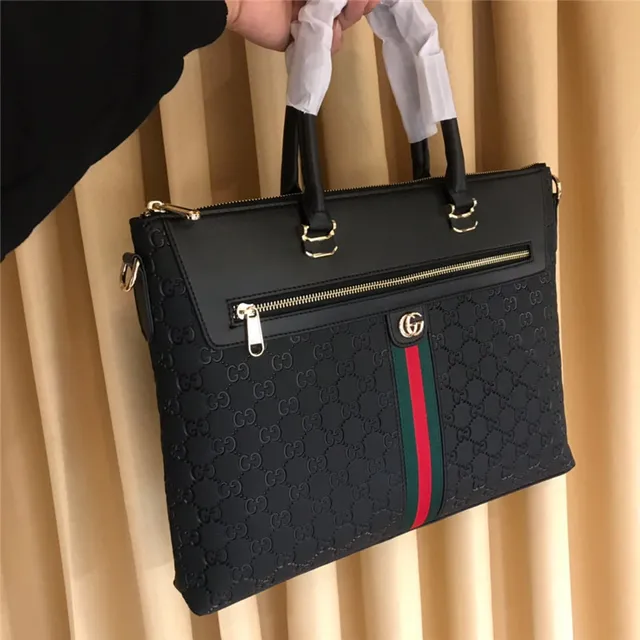 Gucci Ophidia Black GG Monogram Web Stripe Tote Bag 6