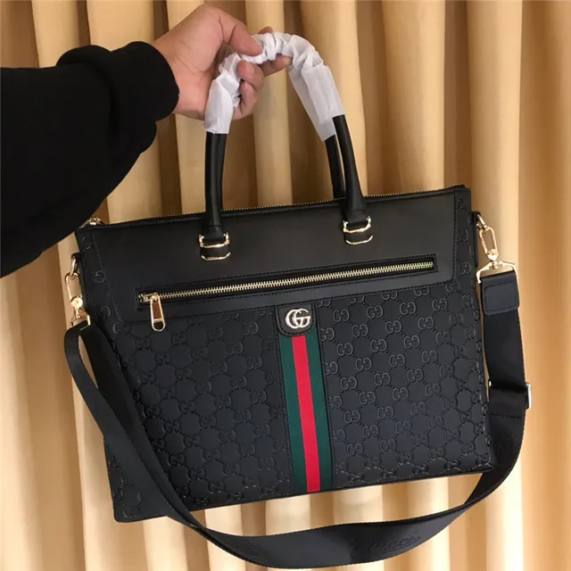 Gucci Ophidia Black GG Monogram Web Stripe Tote Bag 8