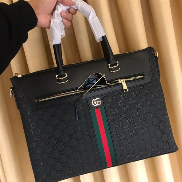 Gucci Ophidia Black GG Monogram Web Stripe Tote Bag 9