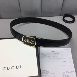 Gucci Ophidia Black Gold Oval Buckle Smooth Leather Belt
