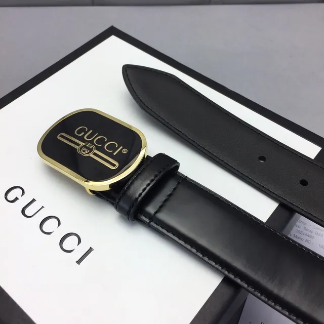 Gucci Ophidia Ceinture en cuir lisse avec boucle ovale noire et dorée 8