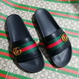 Gucci Ophidia Black Web Stripe Slide Slippers