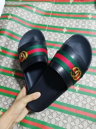 Gucci Ophidia Black Web Stripe Slide Slippers 9