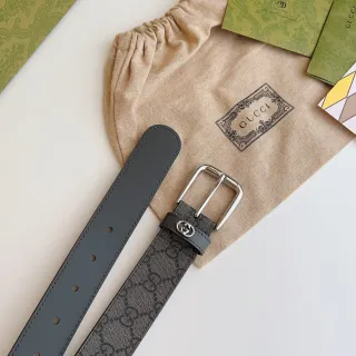 Gucci Ophidia GG Monogram Canvas and Leather Belt