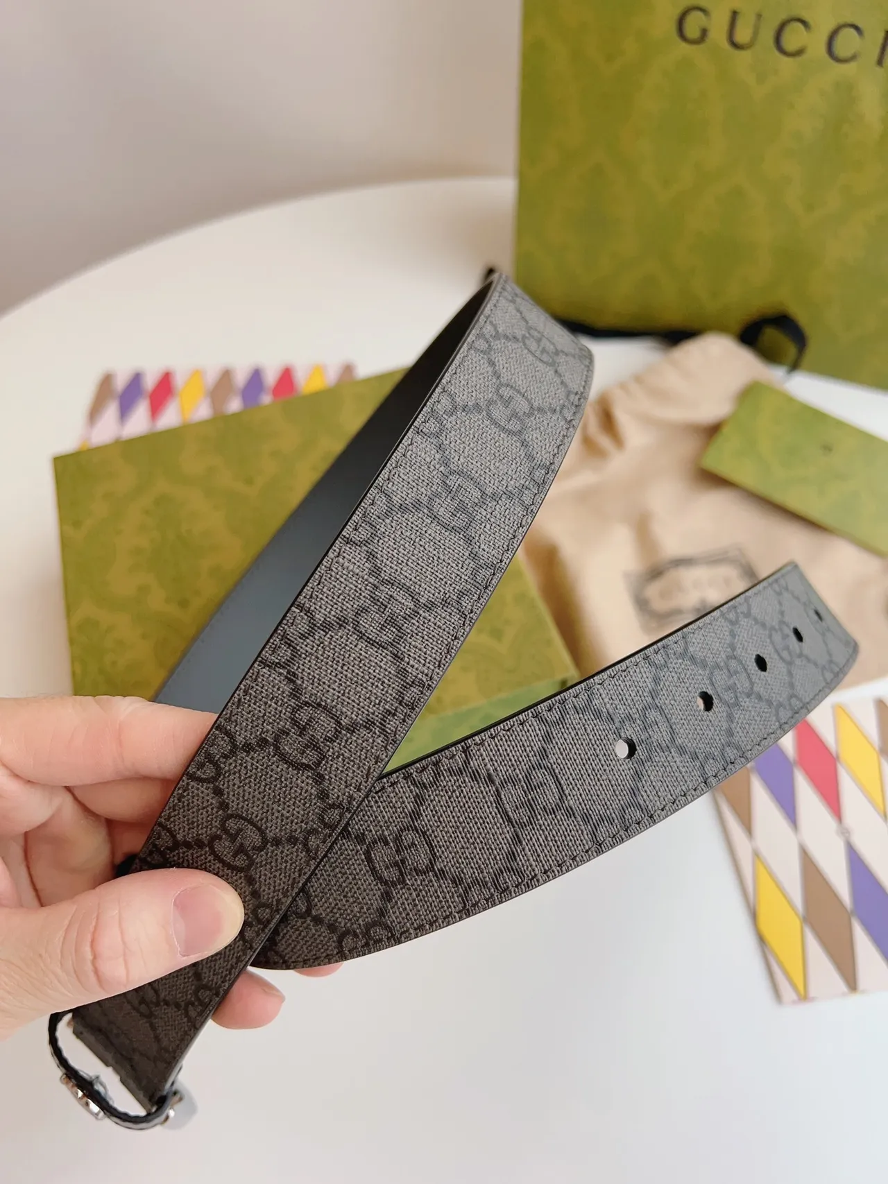 Gucci Ophidia GG Monogram Canvas and Leather Belt 3