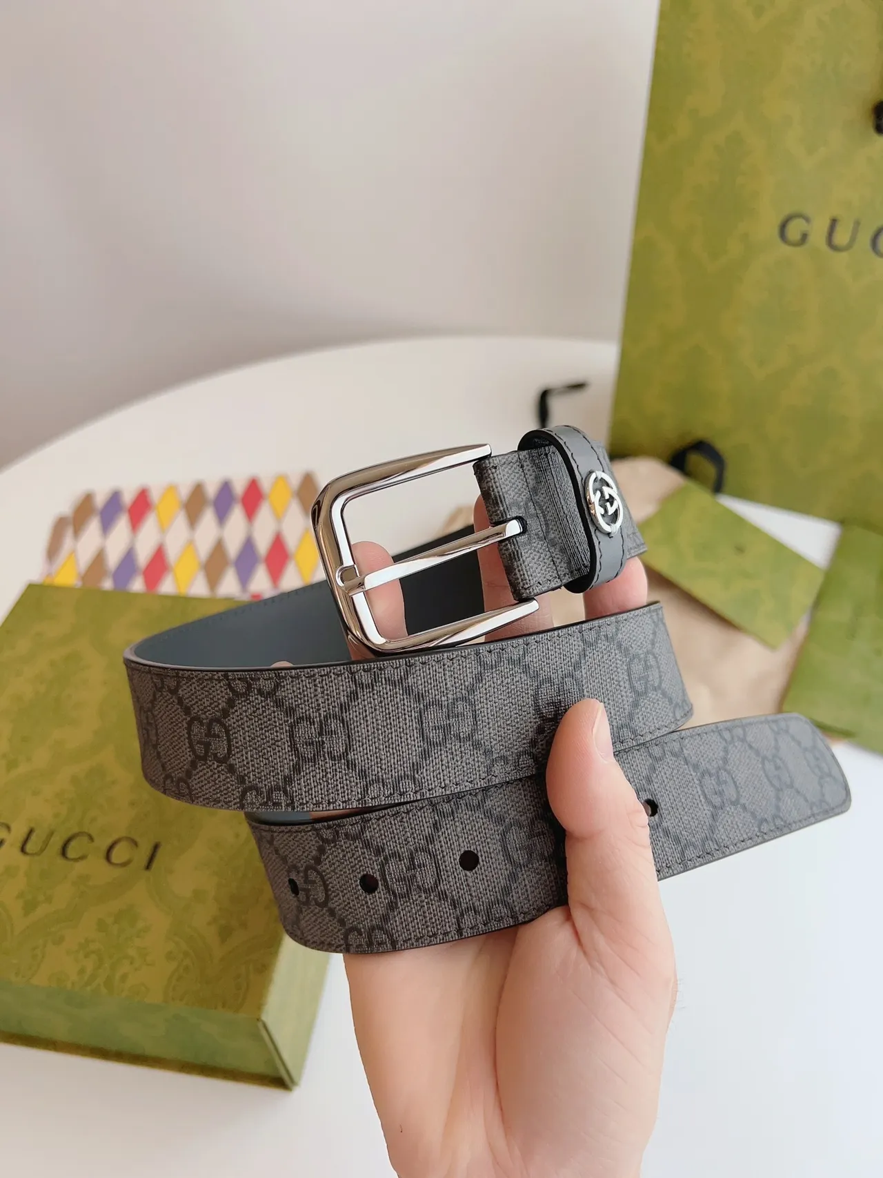 Gucci Ophidia GG Monogram Canvas and Leather Belt 7