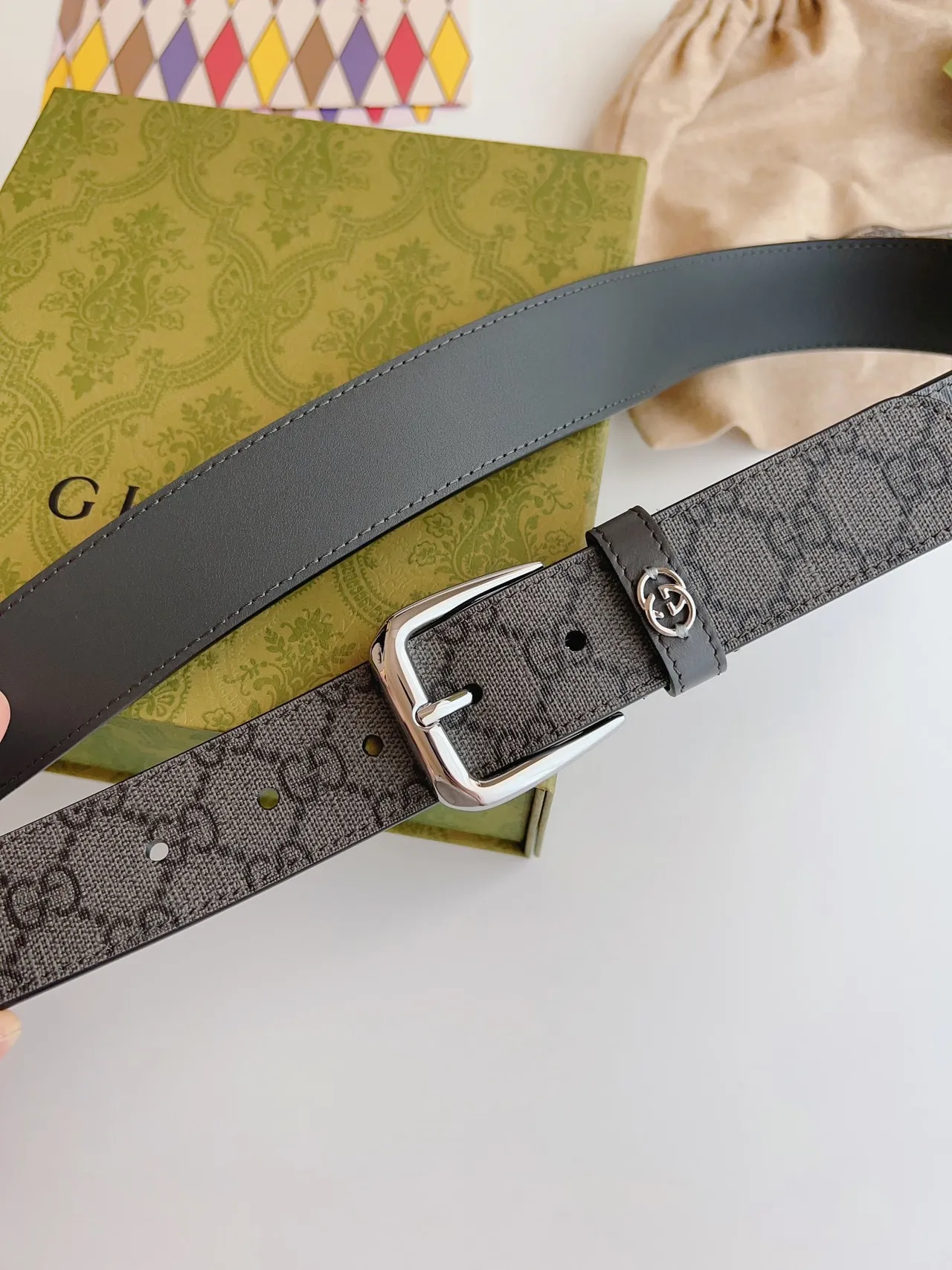 Gucci Ophidia GG Monogram Canvas and Leather Belt 8