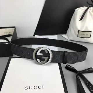 Gucci Ophidia GG Monogram Canvas Interlocking G Buckle Leather Belt