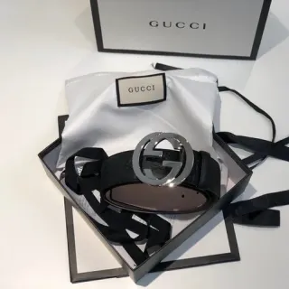 Gucci Ophidia Interlocking G Buckle Black Leather Belt
