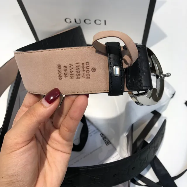 Gucci Ophidia Interlocking G Buckle Black Leather Belt 2