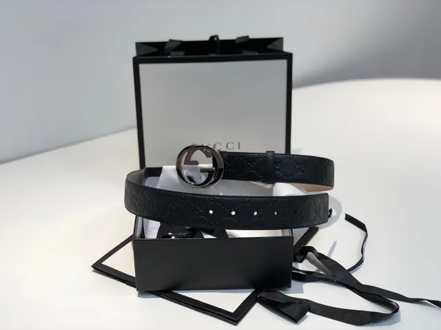 Gucci Ophidia Interlocking G Buckle Black Leather Belt 3