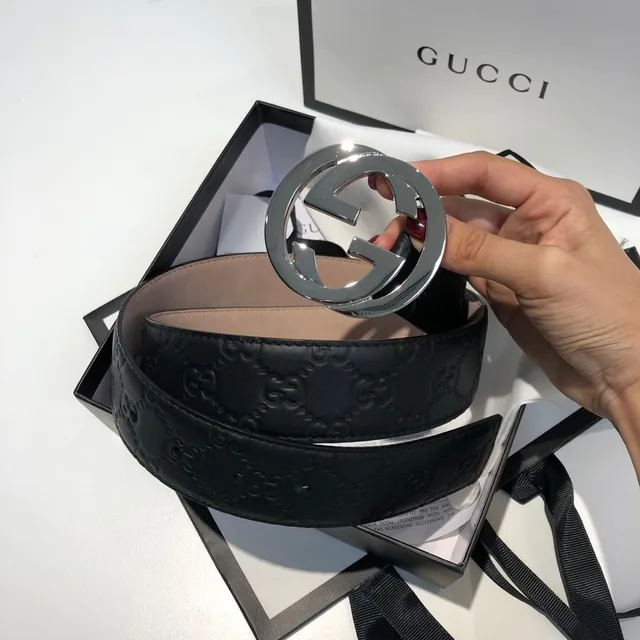 Gucci Ophidia Interlocking G Buckle Black Leather Belt 5