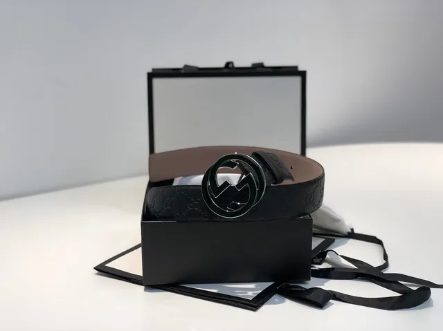 Gucci Ophidia Interlocking G Buckle Black Leather Belt 6