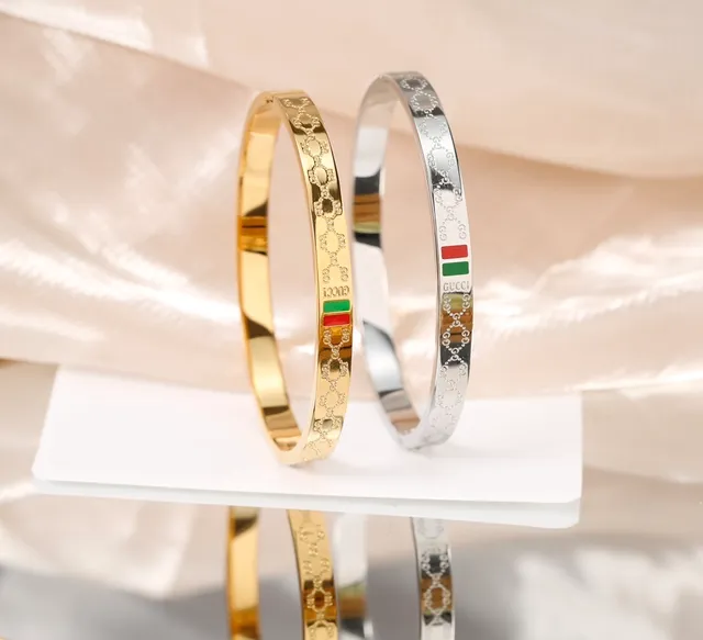 Gucci Ophidia Interlocking GG Enamel Flag Bangle Bracelets 4