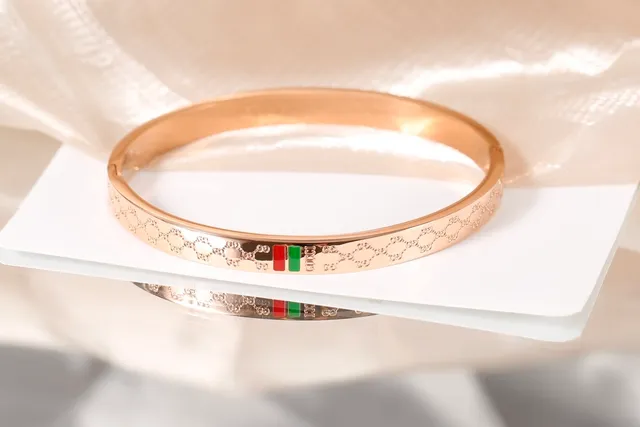 Gucci Ophidia Interlocking GG Enamel Flag Bangle Bracelets 5