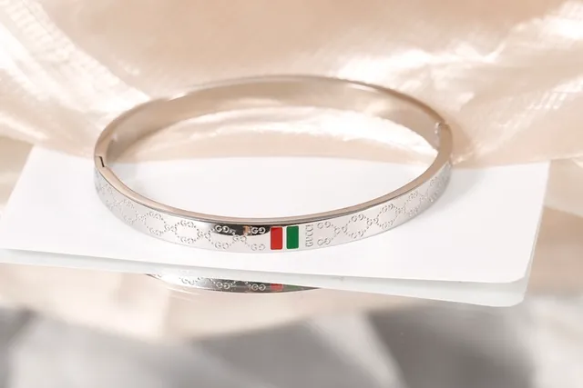 Gucci Ophidia Interlocking GG Enamel Flag Bangle Bracelets 6