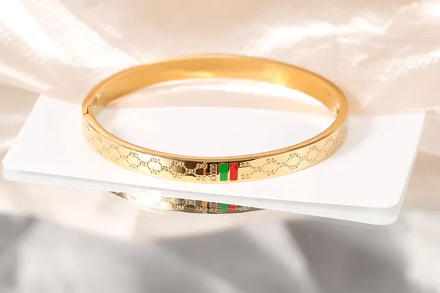 Gucci Ophidia Interlocking GG Enamel Flag Bangle Bracelets 7