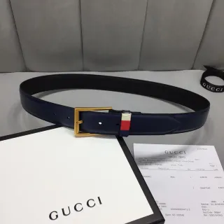Gucci Ophidia Navy Gold Buckle Leather Belt