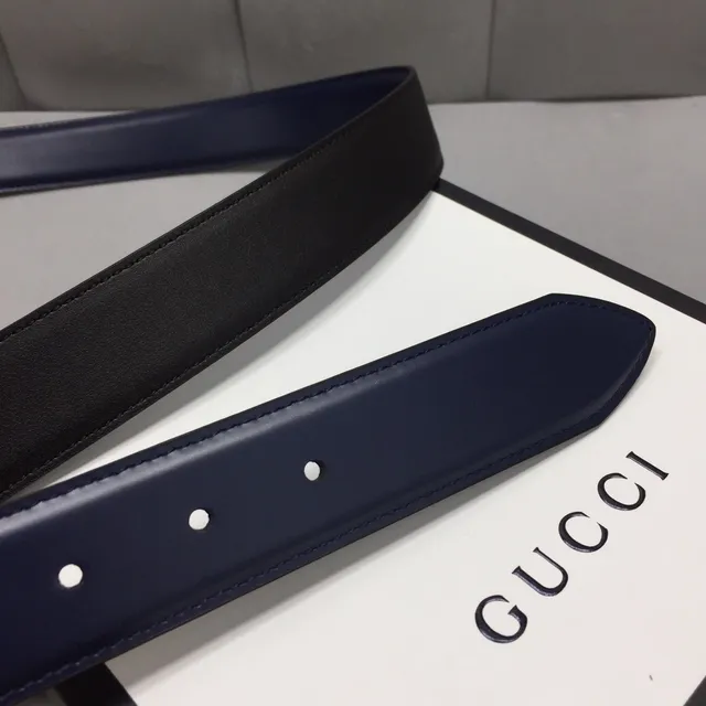 Gucci Ophidia Navy Gold Buckle Leather Belt 7