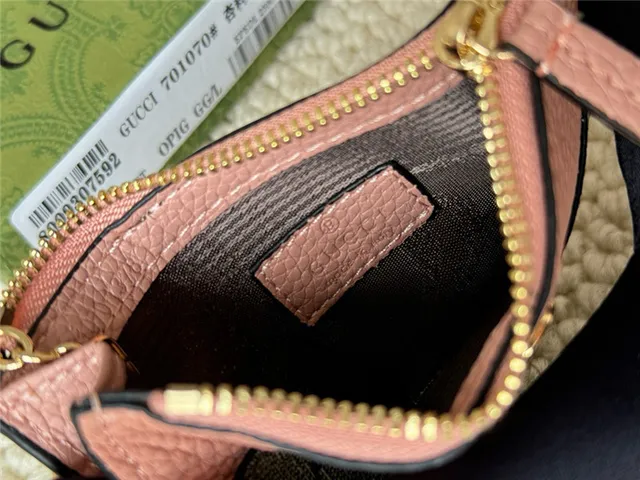 Gucci Ophidia Porte-Cartes en Cuir Rose Blanc Bicolore et GG Supreme Canvas Hardware G Entrelacé 2