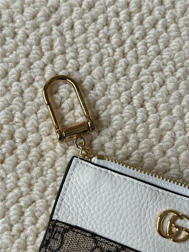 Gucci Ophidia Porte-Cartes en Cuir Rose Blanc Bicolore et GG Supreme Canvas Hardware G Entrelacé 8