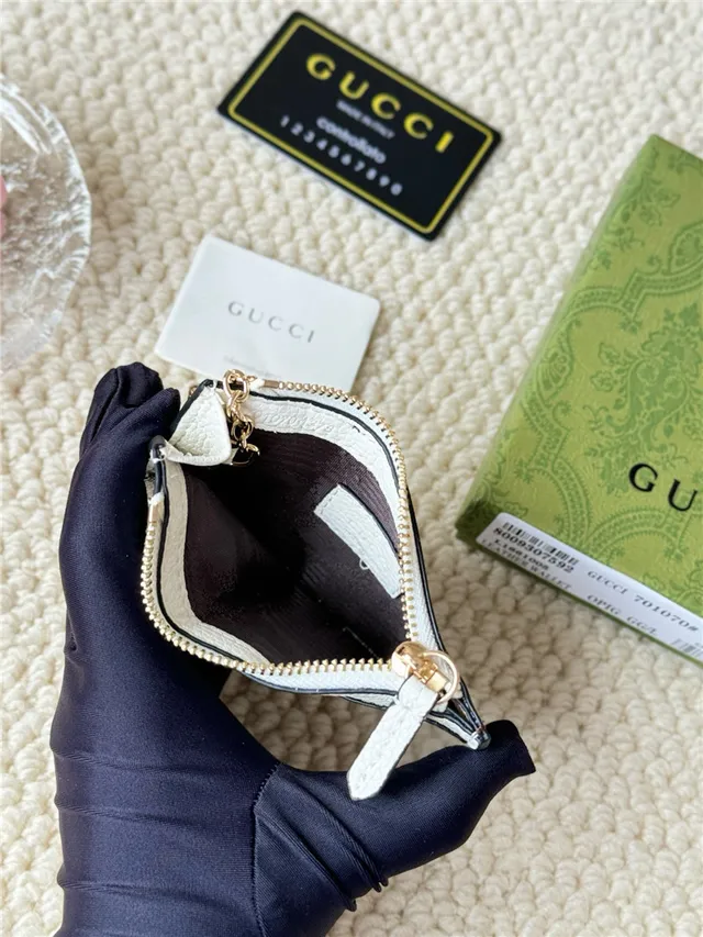 Gucci Ophidia Porte-Cartes en Cuir Rose Blanc Bicolore et GG Supreme Canvas Hardware G Entrelacé 9