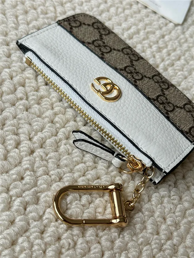 Gucci Ophidia Porte-Cartes en Cuir Rose Blanc Bicolore et GG Supreme Canvas Hardware G Entrelacé 10