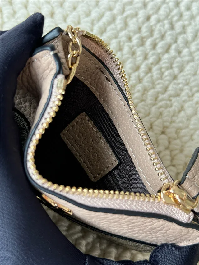 Gucci Ophidia Porte-Cartes en Cuir Rose Blanc Bicolore et GG Supreme Canvas Hardware G Entrelacé 14