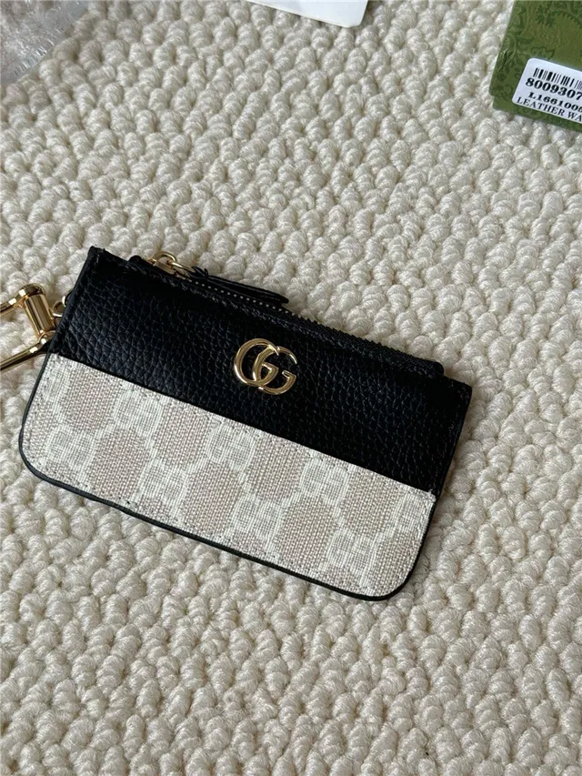 Gucci Ophidia Porte-Cartes en Cuir Rose Blanc Bicolore et GG Supreme Canvas Hardware G Entrelacé 24