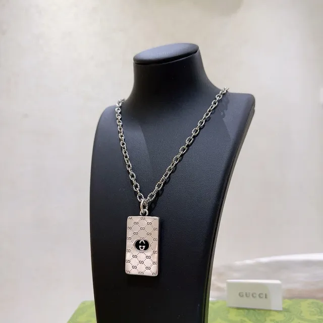 Gucci Ophidia Rectangular GG Monogram Silver Necklace 5