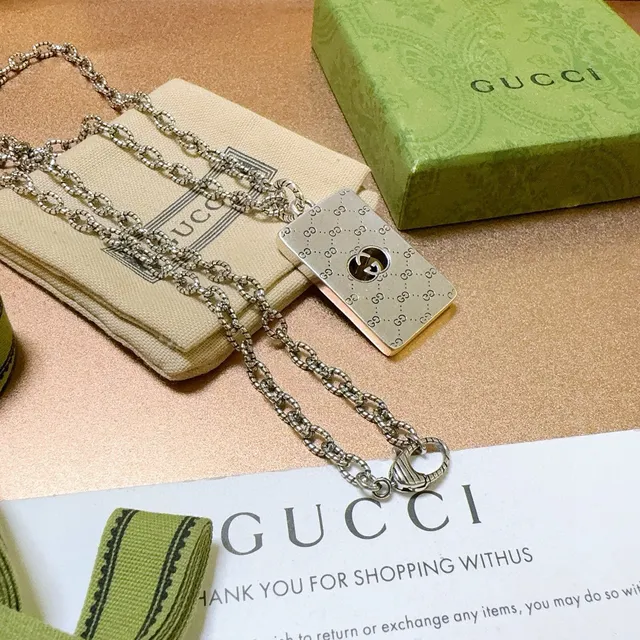 Gucci Ophidia Rectangular GG Monogram Silver Necklace 7