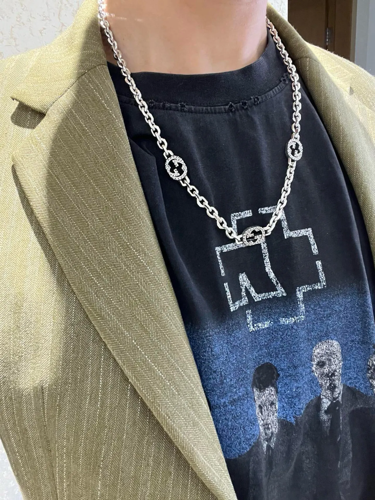 Gucci Ophidia Silver-Tone Interlocking G Link Necklace 2