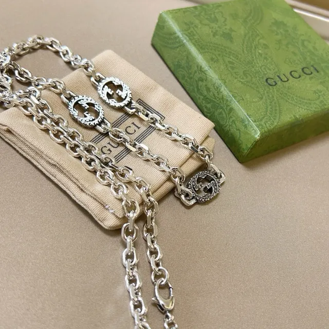 Gucci Ophidia Silver-Tone Interlocking G Link Necklace 6