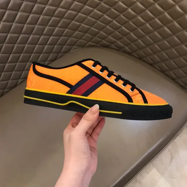 Gucci Chaussures Lifestyle Monogrammed Canvas Upper Tira Web Rouge-Verte Orange Jaune 5
