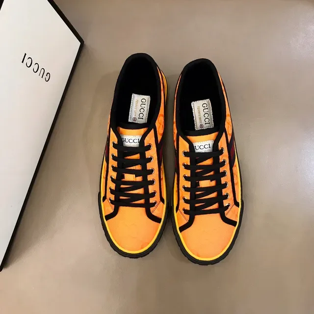Gucci Chaussures Lifestyle Monogrammed Canvas Upper Tira Web Rouge-Verte Orange Jaune 9