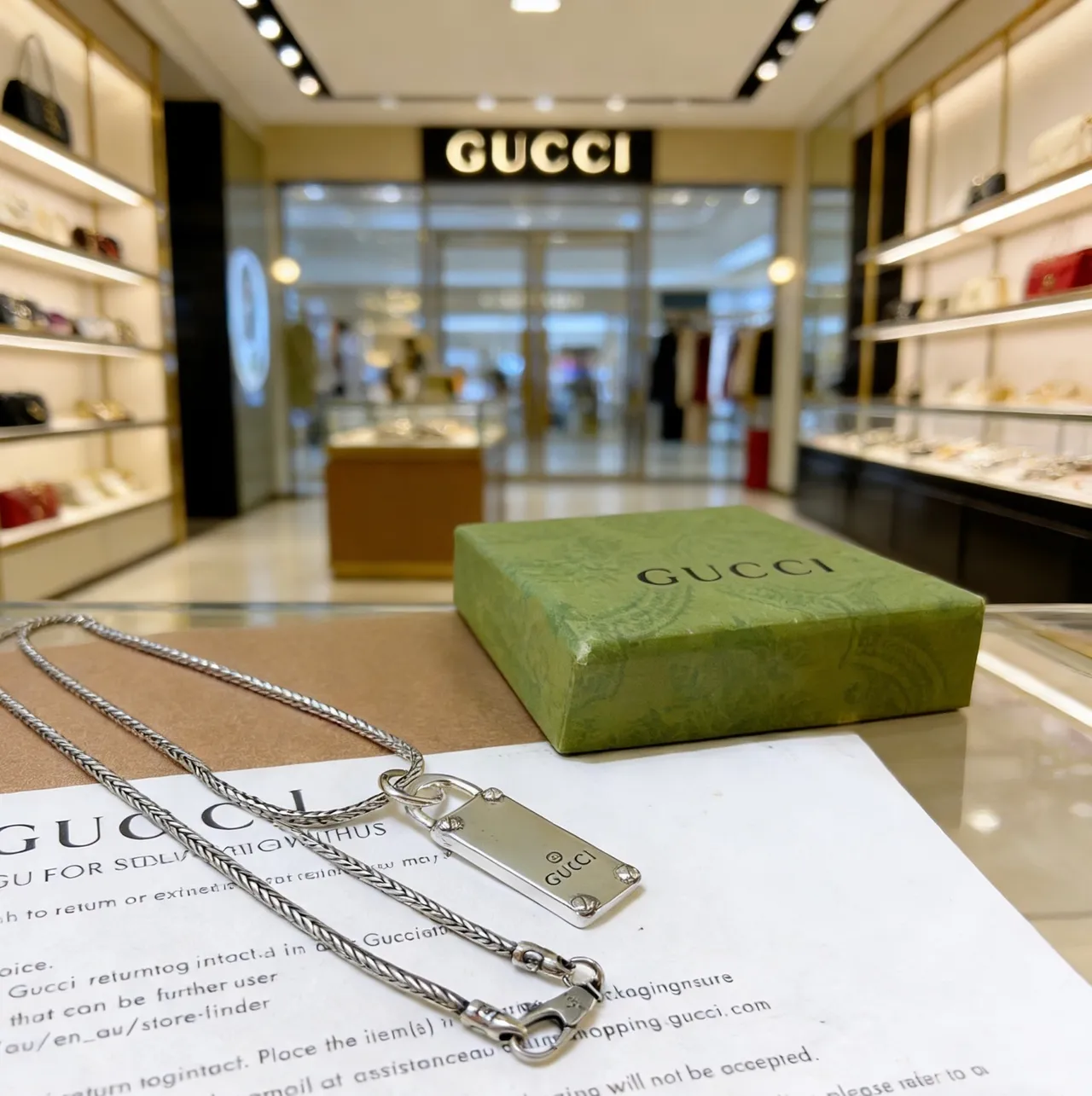 Gucci Padlock Silver Pendant Braided Curb Chain Necklace 5