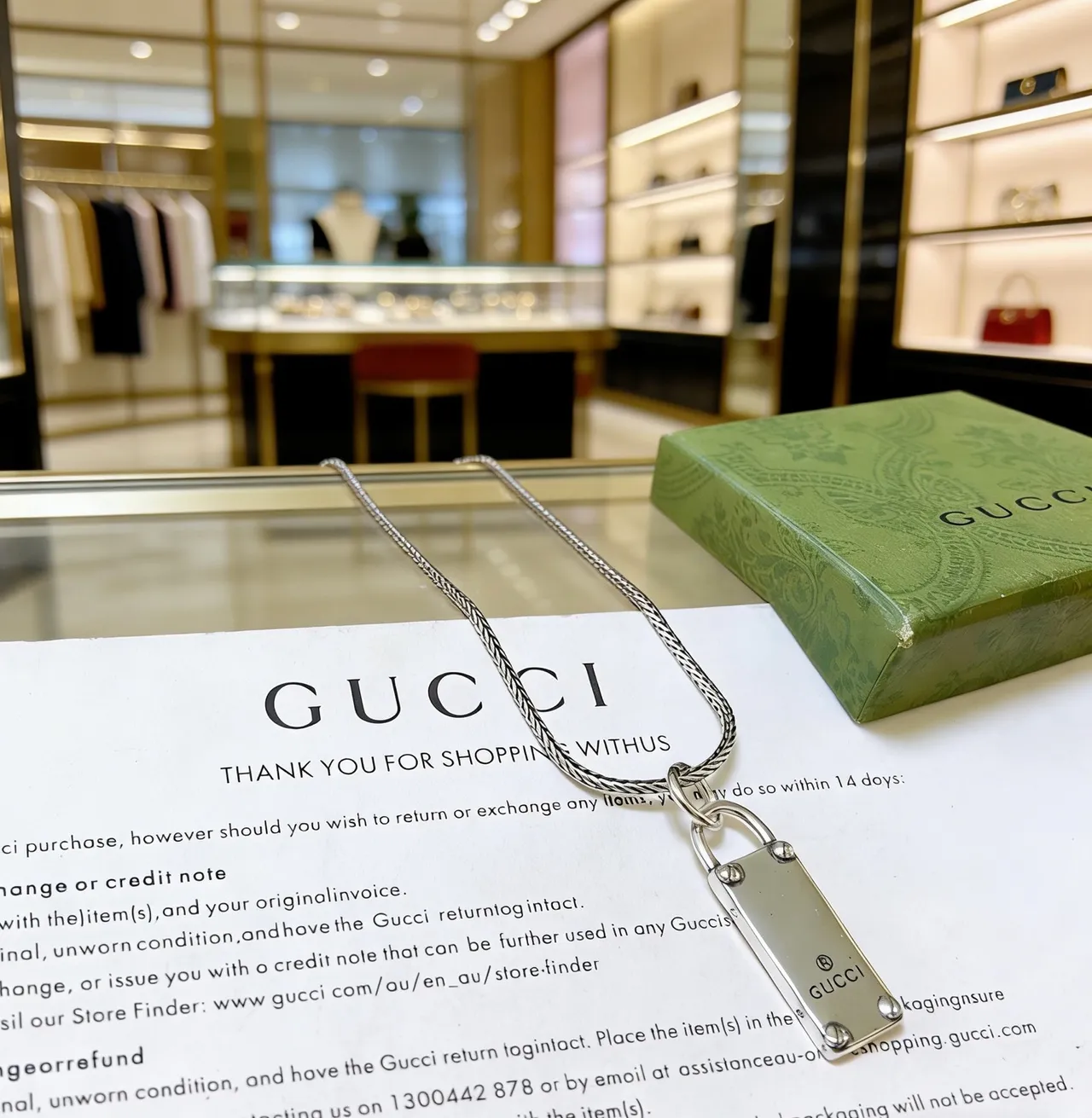 Gucci Padlock Silver Pendant Braided Curb Chain Necklace 6