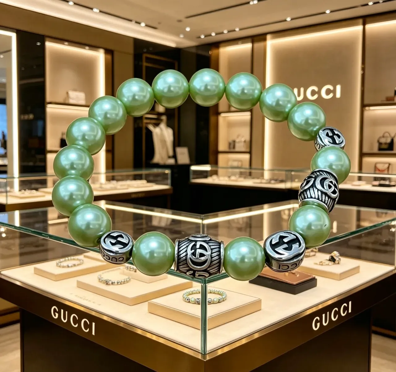 سوار Gucci لؤلؤ و Interlocking G خرز 4