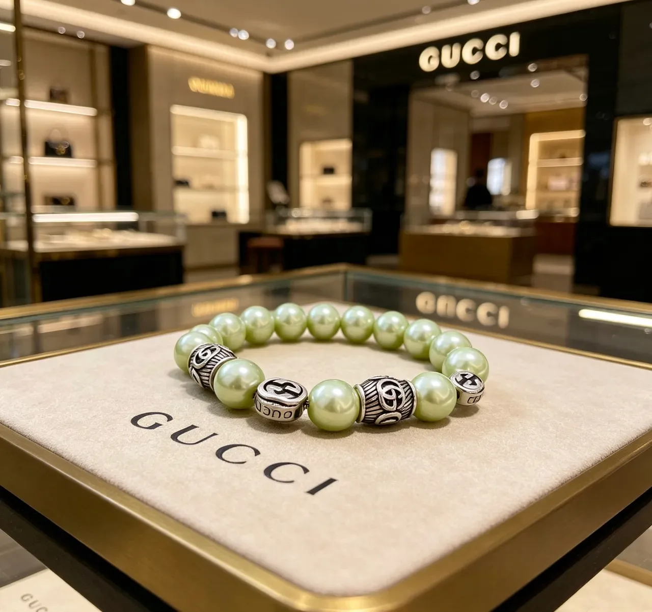 سوار Gucci لؤلؤ و Interlocking G خرز 9