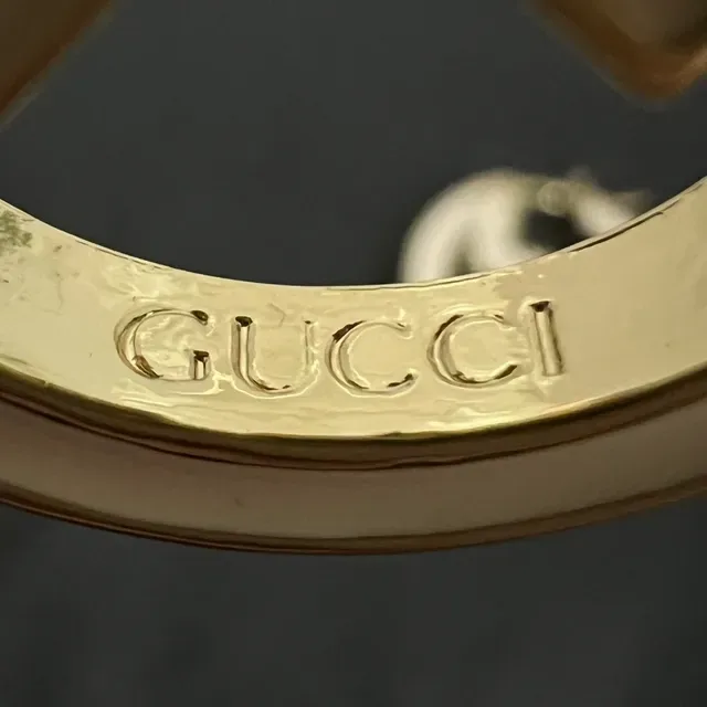 Gucci Pink Gold Circular Hoop Enamel-Filled Earrings 2