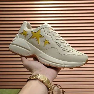 Gucci Rhyton Beige Yellow Chunky Platform Sole Leather Upper Lifestyle Sneakers